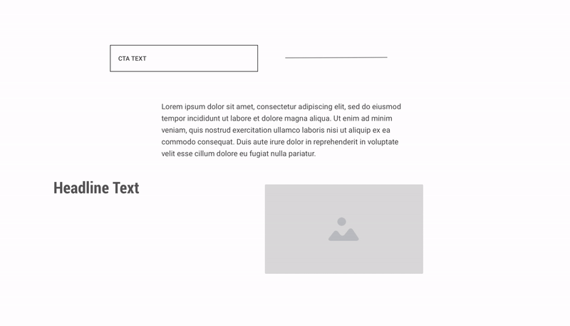 Reusable content components — a CTA, body text, a headline, and a media block