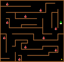 Level 2 — the maze scattered with red ChuChu jelly pickups